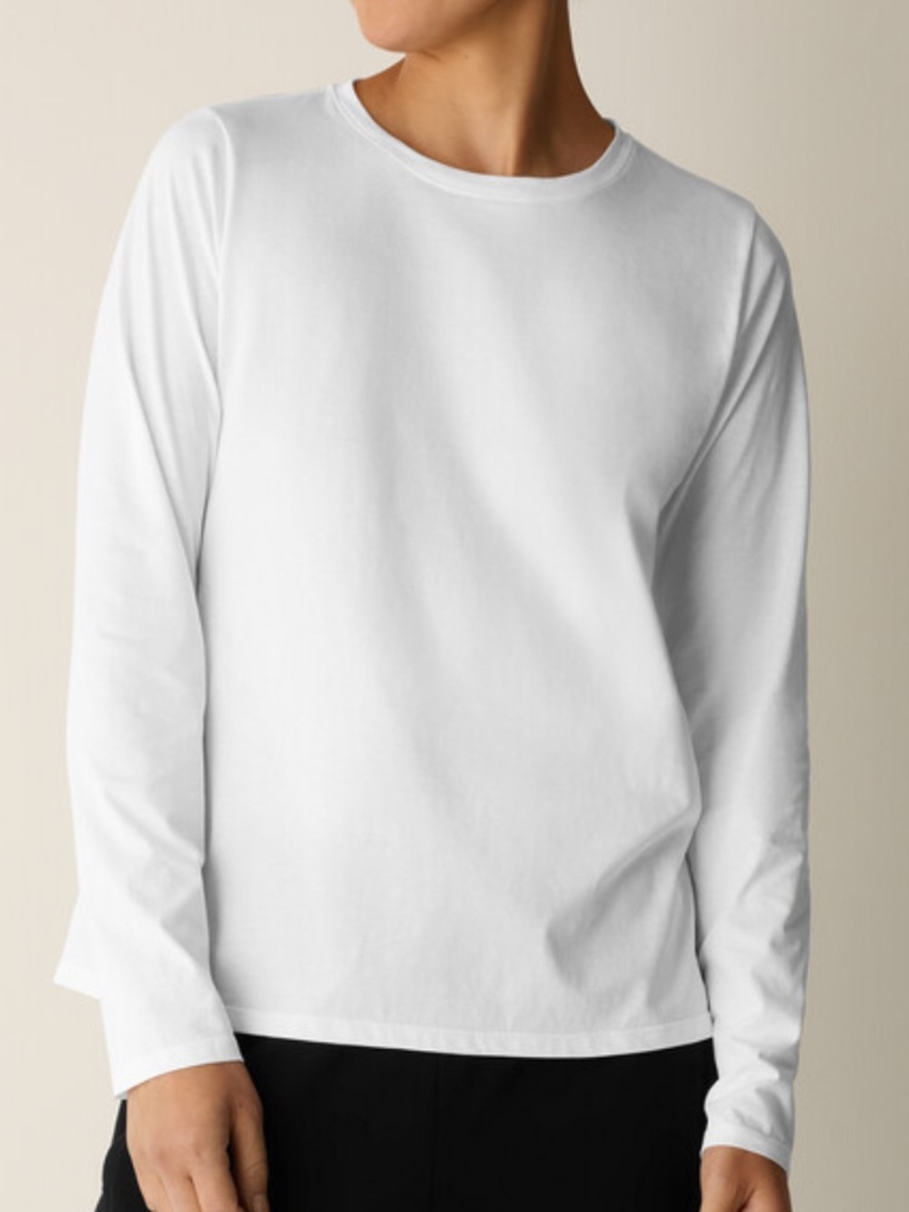 Eileen Fisher 1X White Organic Pima Cotton Jersey Long-Sleeve Tee New with tags